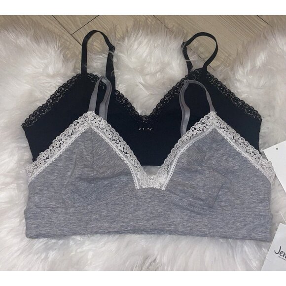 Jenni Other - Lot 2 Jenni On Repeat Wide Lace Trim Cotton Bralettes Bras Womens M Medium New